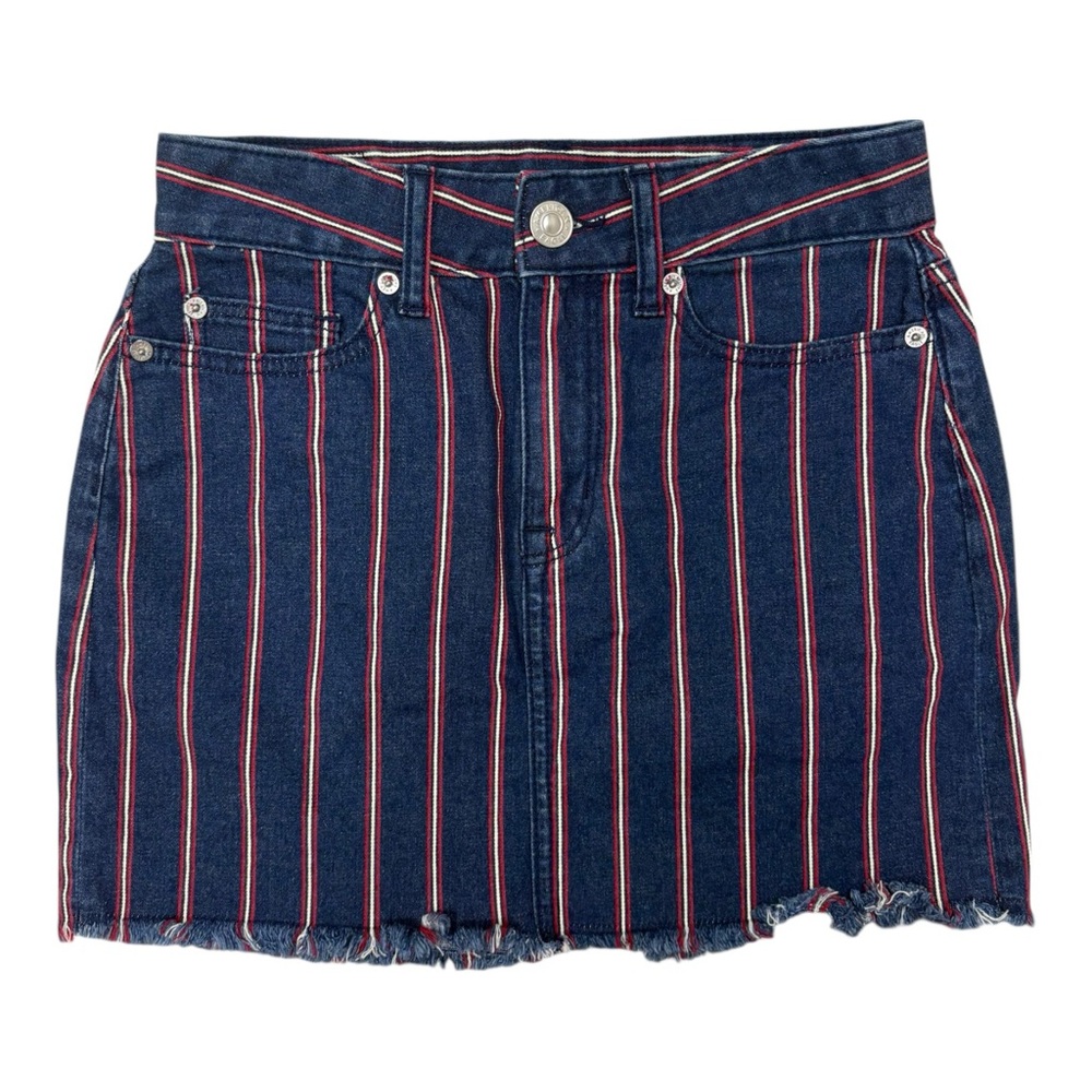 AMERICAN EAGLE High Rise Striped Denim Skirt Blue/Red/White Women’s US Sz 00